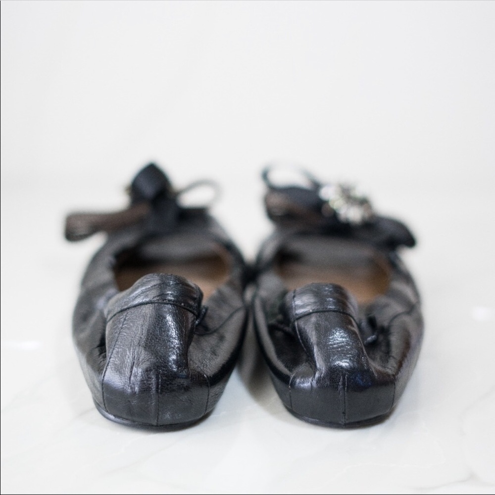 MARNI 38 flats bow metal rhinestones peep toe shoe - Picture 4 of 8